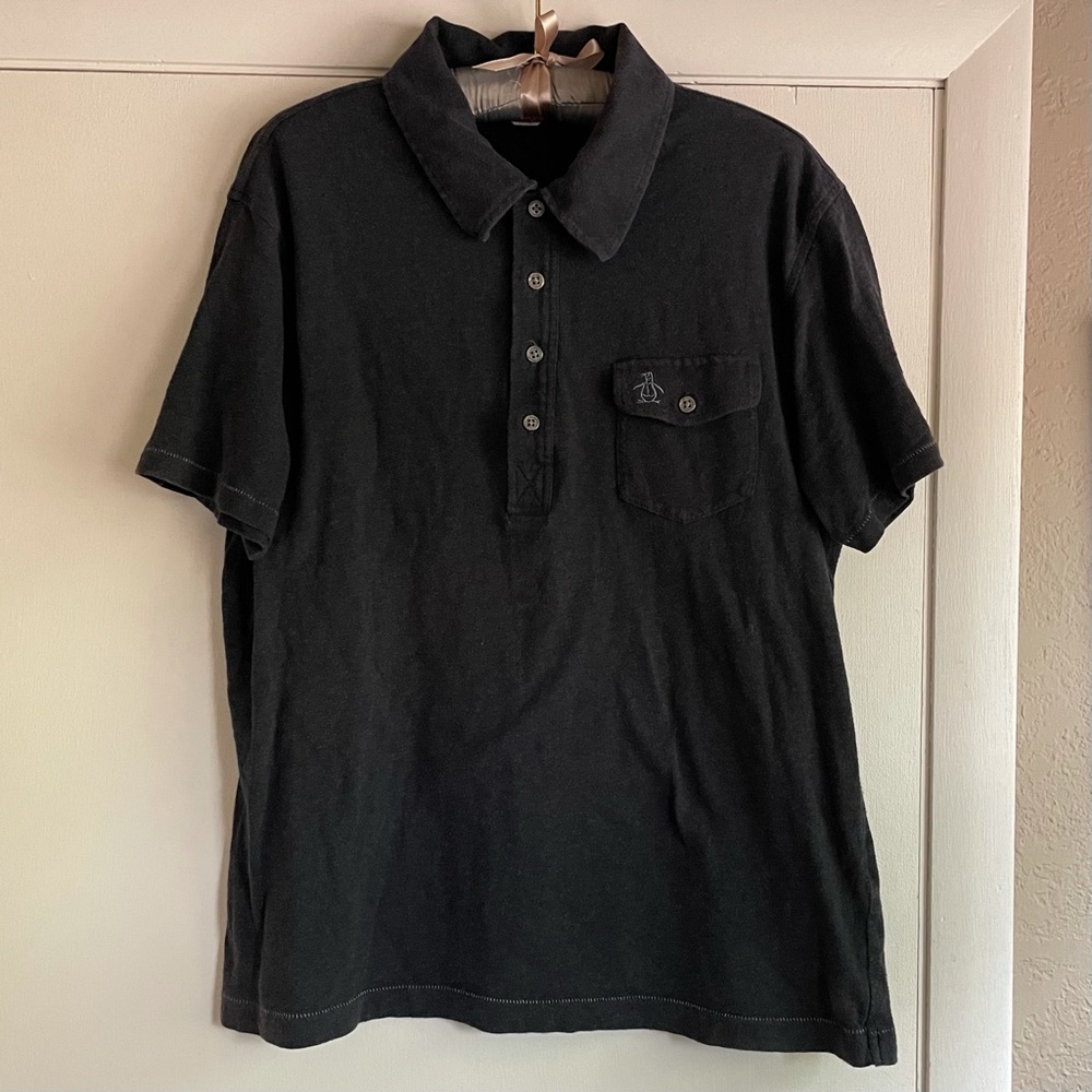 Penguin charcoal grey polo shirt